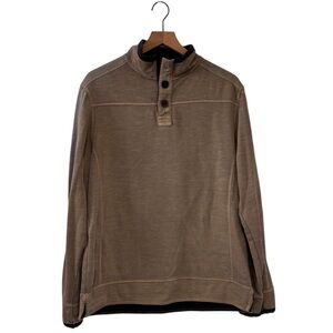 Carbon2Cobalt 1/4 Button Mens Cotton Thick Tan Long Sleeve Shirt Medium